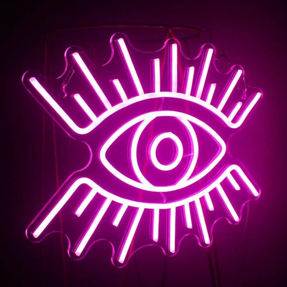 Evil Eye Greek Spiritual Neon Light LED Wall Decor Sign Dorm Bedroom Bathroom - Picture 4 of 5